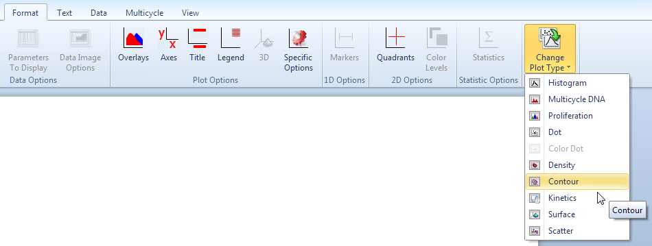 Figure 8.62  Changing the plot type from color dot to contour.