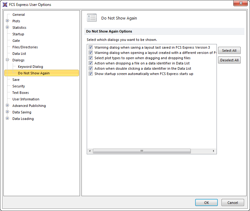 Figure 8.30.  Do Not Show Again options