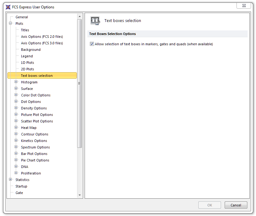 Figure 8.10  Text box selection options
