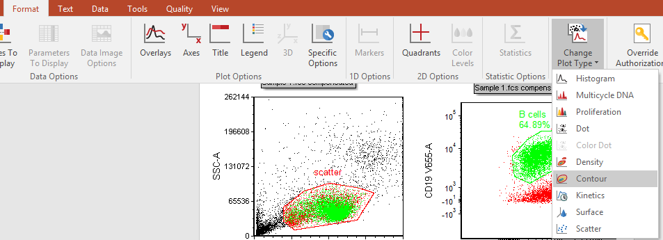 Figure 8.78  Changing the plot type from color dot to contour.
