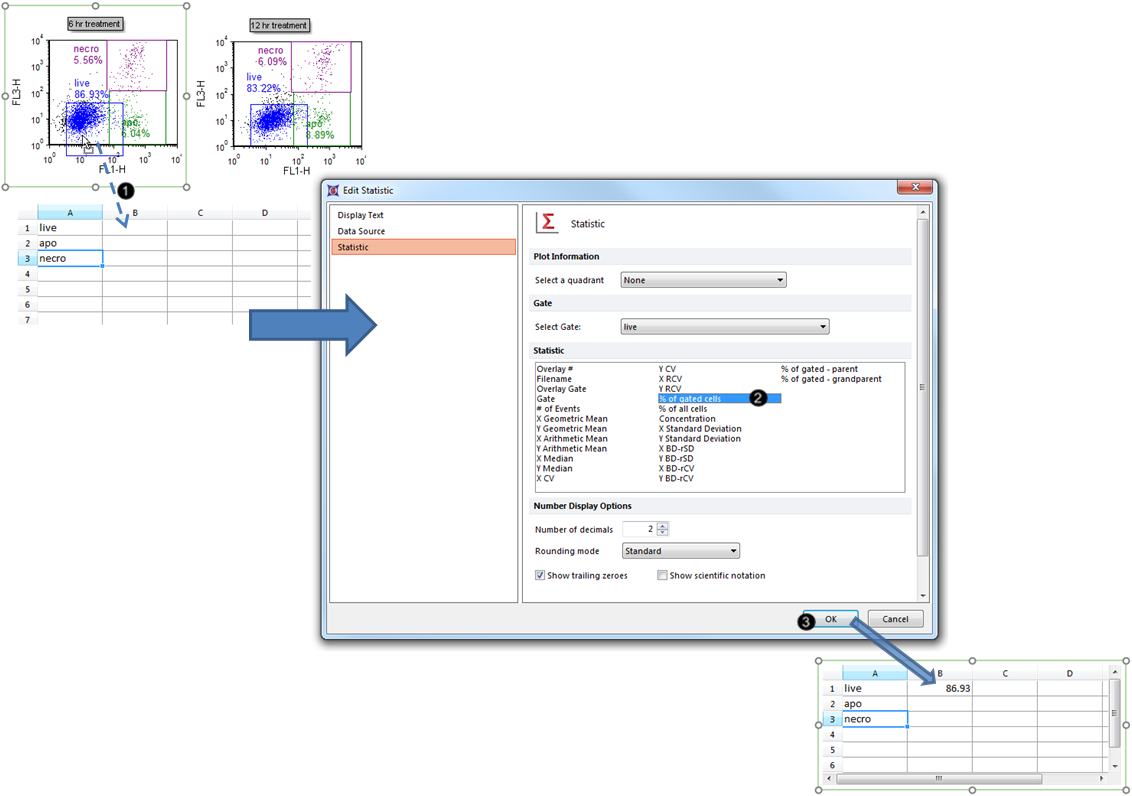 Figure 3. Dragging and dropping a statistic token into the Spreadsheet. Figure 3. Dragging and dropping a statistic token into the Spreadsheet.