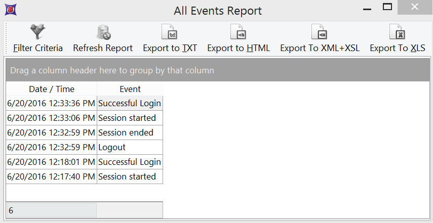 Figure 38.24 The All Events Report Dialog