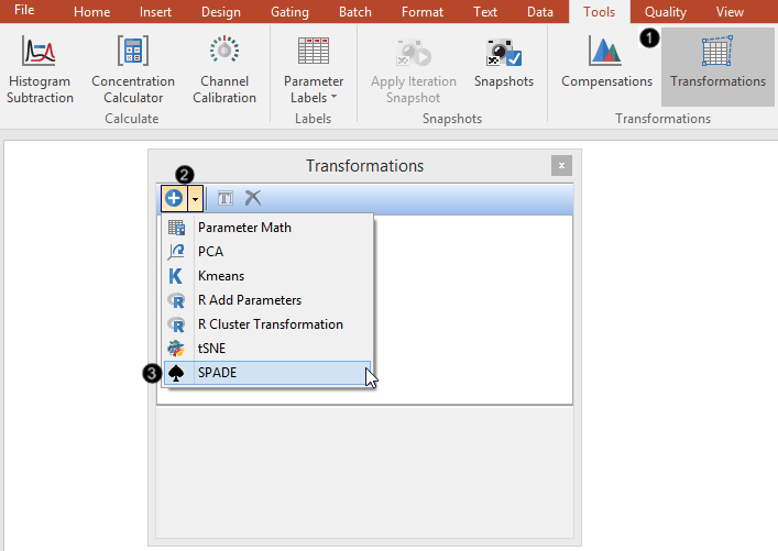Figure 29.73 Initial steps to create a SPADE transformation. Figure 29.73 Initial steps to create a SPADE transformation.