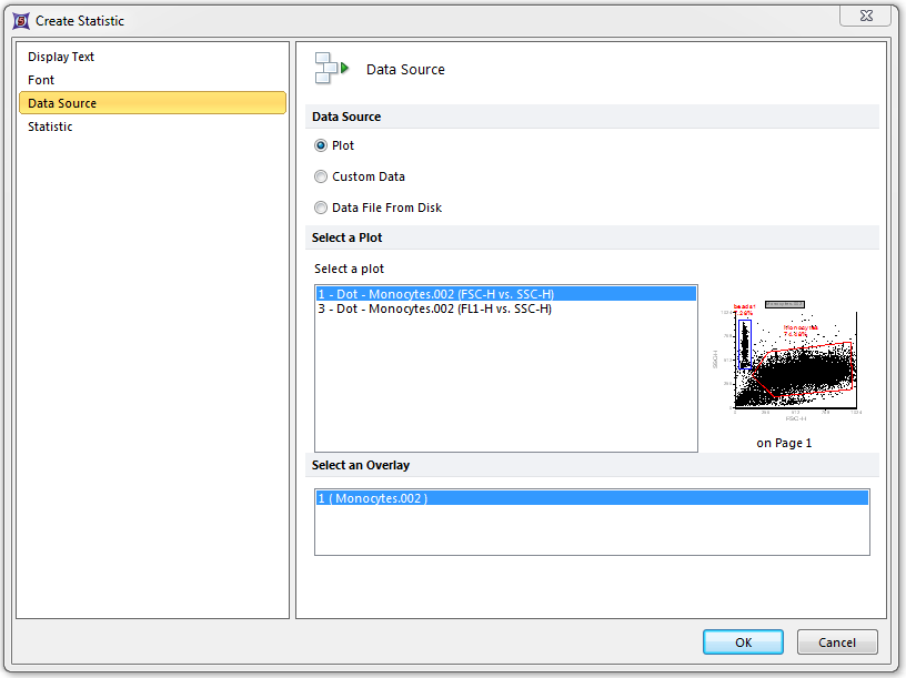 Figure T22.15  Create Statistic Dialog -- Data Source