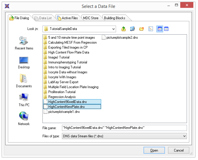 Figure T18.31a - Multiple file selection in the Select a Data File window