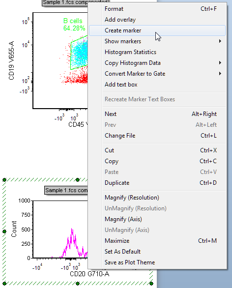 Figure T29.26 Right-clicking on the histogram to add a marker
