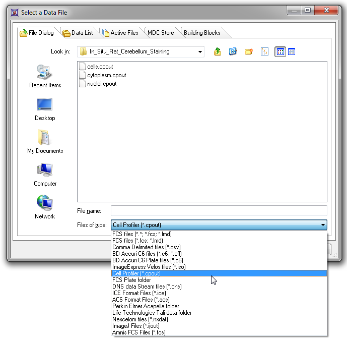Figure T24.29  Choosing CellProfiler Files