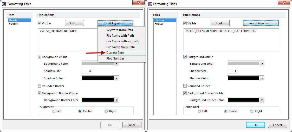 Figure T10.21 - Before and After Adding Current Gate to the Plot Title Figure T10.21 - Before and After Adding Current Gate to the Plot Title