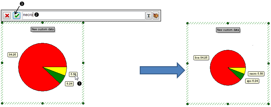Figure 15. Editing a Pie Chart Caption directly from the Pie Chart Figure 15. Editing a Pie Chart Caption directly from the Pie Chart