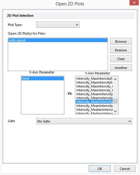 Figure T24.62  Opening a Heat Map and Choosing the Y-Axis Parameter from the Open 2D Plots Dialog