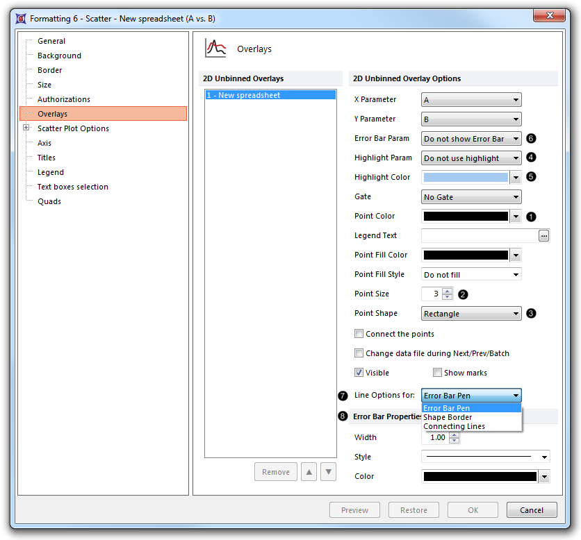 Figure 8.98 Special formatting options for Scatter and Scatter with Regression Plots