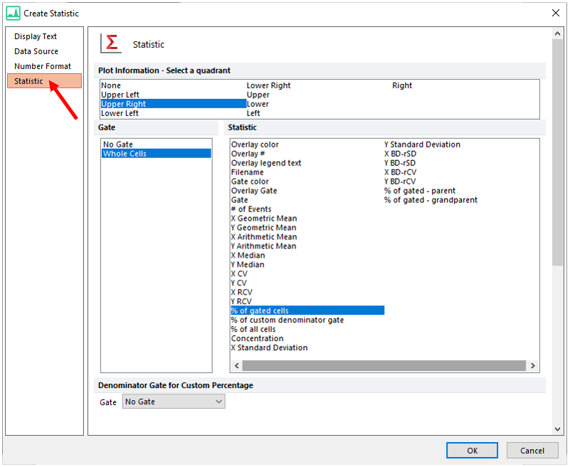 Figure T5.38  Create Statistic Dialog-Selections for Statistic Category