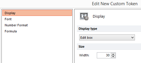 Figure 12.71 The custom token display type is set to edit box.