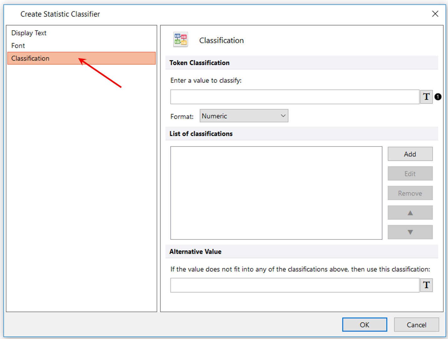 Figure T5.36  Create Statistic Classifier Dialog