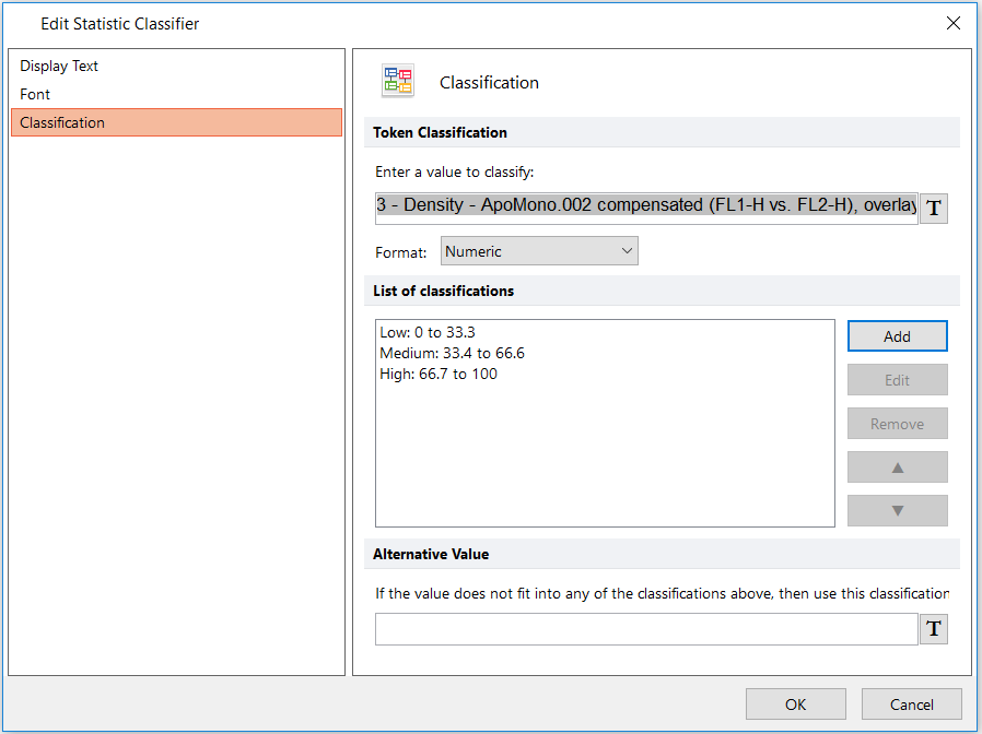 Figure T5.39D  Create Statistic Classifier Dialog with All Classifications Listed