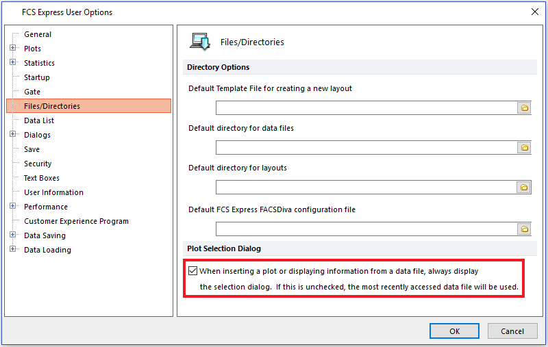 Figure T2.14  Files/Directories category of User Options