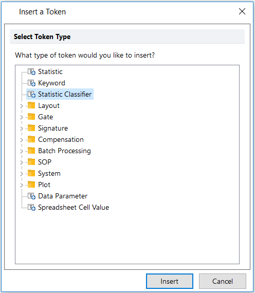 Figure T5.35 Selecting Statistic Classifier from the Insert Token Dialog