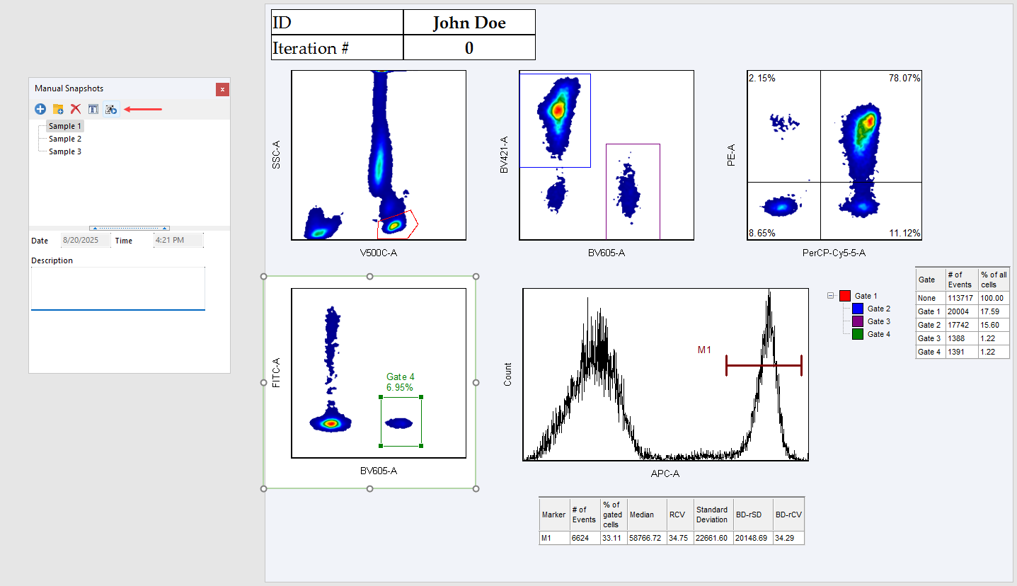 Sample 1 from the Manual Snapshot navigator is applied to the layout. Note the position of Gate 4, the position of M1, and the position and style of the Quadrants. Sample 1 from the Manual Snapshot navigator is applied to the layout. Note the position of Gate 4, the position of M1, and the position and style of the Quadrants.