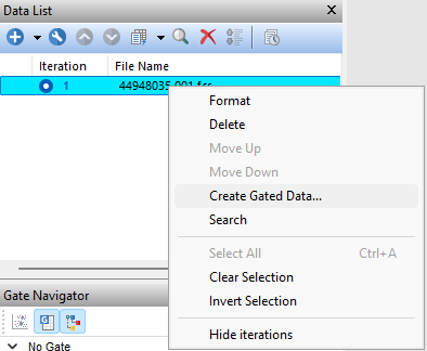 Figure 6.11 The right click menu that open after right-clicking on a file into the datalist.