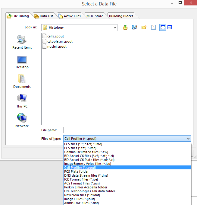 Figure T26.31  Choosing CellProfiler Files